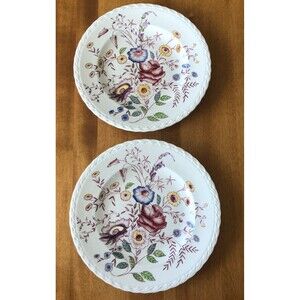 Vernon Kilns Plate Set of 2 CHINTZ Pattern Hand Painted Floral USA 9 1/2" MCM